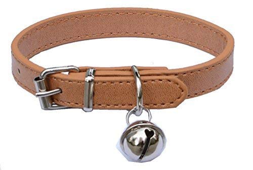 Haustier-Halsband, Leder, für Katzen, Welpen, Hunde, von 20,3 cm -26,7 cm verstellbar von Lanyarco