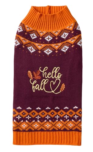 Hello Fall Leaves Hundepullover für Hunde, Mädchen, Jungen, Orange, Größe L (L), Rückenlänge: 40,6 cm von Lanyarco