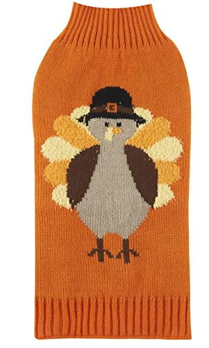 Thanksgiving Herbst Hundekleidung Truthahn Hundepullover für Hunde, Größe L 40,6 cm Rückenlänge orange von Lanyarco