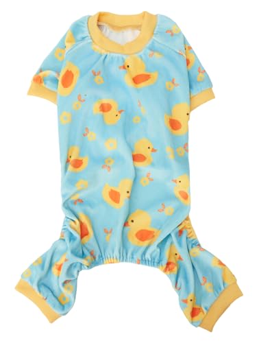 Yellow Ducks Hunde-Pyjama, Einteiler, Hunde-Genesungsanzug nach Operationen, für weibliche Männer, weiche, langärmelige Hundekleidung für kaltes Wetter, Größe XXL, 63,5 cm von Lanyarco