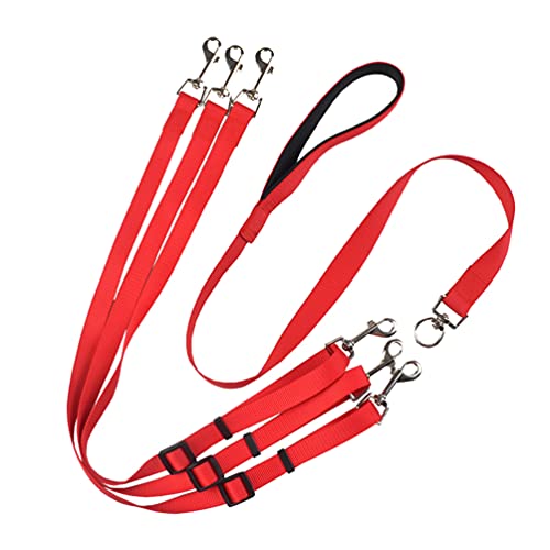 LaoZan 3-In-1-Hundeleine Multi-Pet-Leine 3-Fach Verstellbarer Und Abnehmbarer Nylon-Kordelzug Für Haustiere Geeignet (Rot,2.5 * 2.5cm) von LaoZan