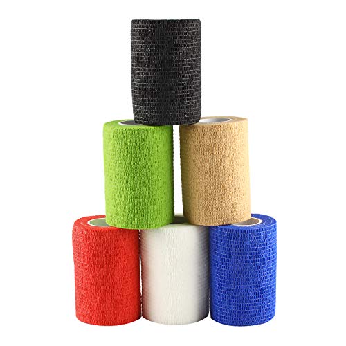 Larcele 6 Bände Selbstklebende Bandage Multifunktions Klebeband Zufällige Farbe ZZTXBD-01 (Volltonfarbe,7.5cm*4.5m) von Larcele