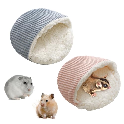 2Pcs Meerschweinchen Bett, Warmer Hamster-Schlafsack Winterpantoffeln Höhlennest für Kleintiere Weiches Kaninchenbett Gemütliches Meerschweinchenversteck Kleintierhaus Käfig Zubehör für Frettchen von Larfraecy