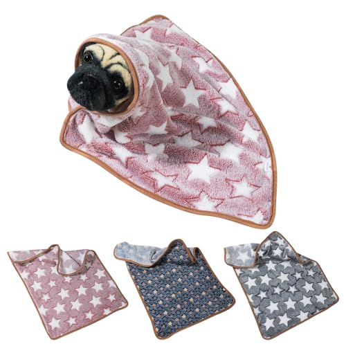 3Pcs Kleintier-Decken, Warme Meerschweinchen-Decken Kleintier-Fleece-Bettwäsche Weiche Schlafmatte Pad Winter Flanell Decke für Hamster, Kaninchen, Frettchen Bade- und Pflegedecken (60x40cm) von Larfraecy