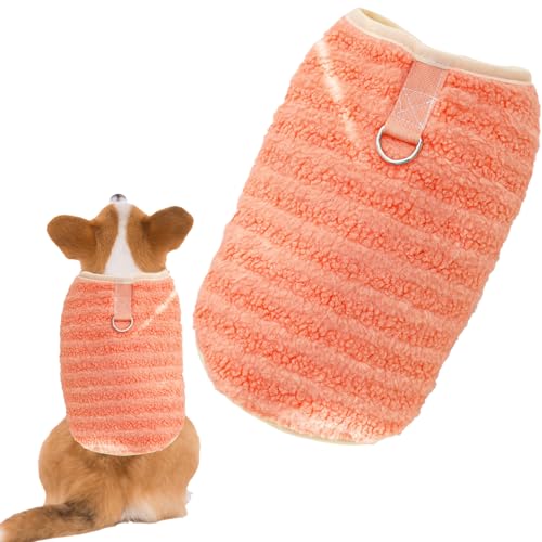 Gerippter Hunde-Pullover, Fleece-Hundepullover für kleine, mittlere Hunde Welpen-Pullover-Weste Plüsch Hunde Pullover Winter-Haustier-Bekleidung Weicher Katzen-Pullover für Corgi (2XL,7.5-10kg) von Larfraecy