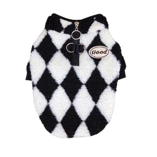 Haustier Sherpa Fleece Plaid Zip-Up Jacke Kuscheliger Wintermantel für Hund und Katze Winterjacken für Hunde mit D-Ring weiches Warme Wintermäntel für Hunde für Chihuahua (Schwarz, XXL) von Larfraecy