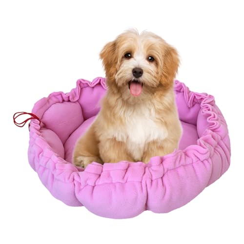 Hundebett für drinnen, Kuscheliges Welpenbett Einziehbares Plüsch-Hundebett zur Beruhigung Weiche Katzenbetten für drinnen Waschbares Zubehör für Hundekäfige Winter-Haustierbett-Kissen (Rosa) von Larfraecy