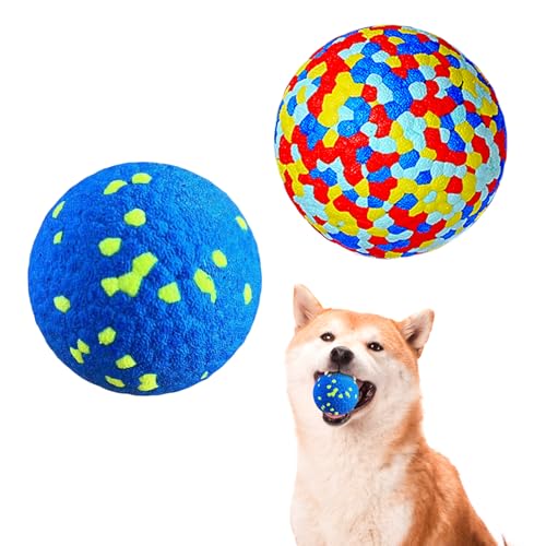 Larfraecy 2Pcs Hundeball-Spielzeug, Alto rebote Juguetes para Perros Juguete de goma para Perros Juguetes interactivos para cachorros Juguete de entrenamiento para Perros pequeños y medianos von Larfraecy