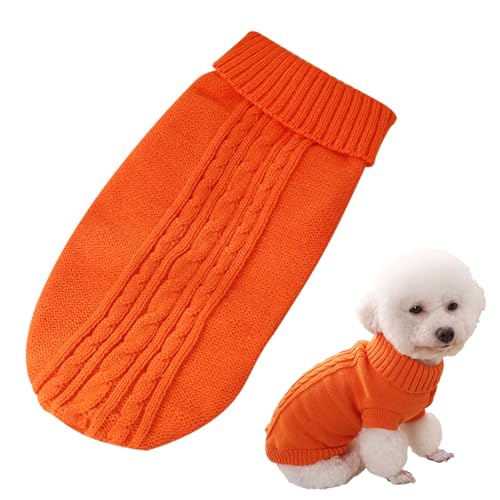 Larfraecy Einfarbiger Strickpullover für Haustiere Strickpulli für kleine Hunde und Katzen, Sweater für Hunde，Kleine Hunde Rollkragen Strickpullover Hundepullover für Winter (10#) von Larfraecy