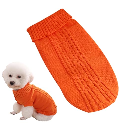 Larfraecy Einfarbiger Strickpullover für Haustiere Strickpulli für kleine Hunde und Katzen, Sweater für Hunde，Kleine Hunde Rollkragen Strickpullover Hundepullover für Winter (12#) von Larfraecy