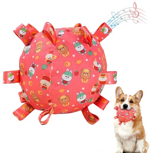 Larfraecy Hund Quietscheball Spielzeug, Interaktives Hundespielzeug mit Knitterpapier, Glocke Hundespielzeug kauen für kleine, mittel Hunde Weicher Plüsch Hundespielzeug Geschenke für Haustier (Rot) von Larfraecy