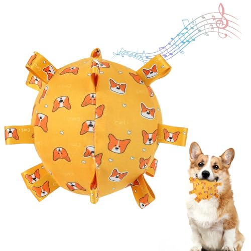 Larfraecy Hund Quietscheball Spielzeug, Interaktives Hundespielzeug mit Knitterpapier, Glocke Hundespielzeug kauen für kleine, mittel Hunde Weicher Plüsch Hundespielzeug Geschenke für Haustier (Gelb) von Larfraecy