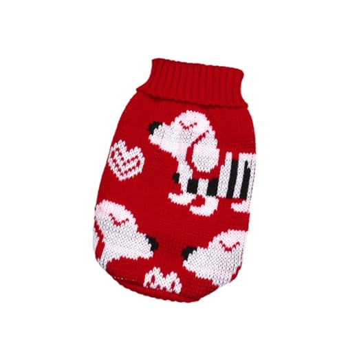 Larfraecy Hundepullover Sweater für Hunde Weihnachten gestrickt Haustier Pullover Warmer Rollkragen Hunde Pullover Gemütlicher Rot Hundepulli mit Beinen für Winter (Rot, 10#) von Larfraecy