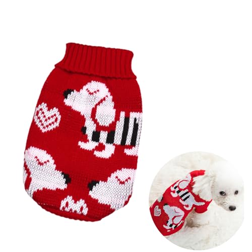 Larfraecy Hundepullover Sweater für Hunde Weihnachten gestrickt Haustier Pullover Warmer Rollkragen Hunde Pullover Gemütlicher Rot Hundepulli mit Beinen für Winter (Rot, 14#) von Larfraecy