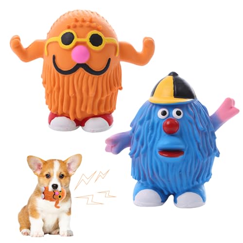 Larfraecy Interaktives Latex-Quietschspielzeug für Hunde - 2er Pack Lustige Monster-Formen,Latex Hundespielzeug,Ideal für kleine bis mittelgroße Hunde von Larfraecy