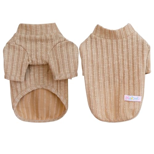 Larfraecy Strick-Rollkragenpullover für kleine Hunde Warmer Hunde-Weihnachtspulli Khaki gestreift Winter Kleidung Hund gestrickt Pullover für kleine,mittlere und große Hunde (L) von Larfraecy