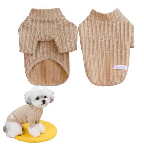 Larfraecy Strick-Rollkragenpullover für kleine Hunde Warmer Hunde-Weihnachtspulli Khaki gestreift Winter Kleidung Hund gestrickt Pullover für kleine,mittlere und große Hunde (S) von Larfraecy