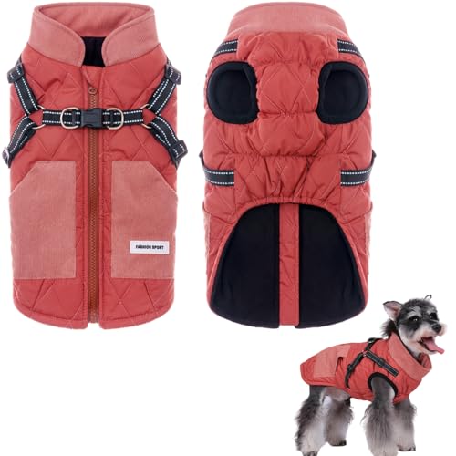 Wärme Hundejacke, Winter Hundemantel für Kleine, Mittel Hunde Mantel Reflektierende Welpenjacke Weste Wasserdicht Hundejacke Winter-Hundekleidung Haustierweste für Hunde (Rot, L,4.5-5.5kg) von Larfraecy