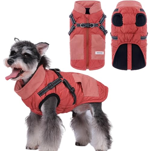 Wärme Hundejacke, Winter Hundemantel für Kleine, Mittel Hunde Mantel Reflektierende Welpenjacke Weste Wasserdicht Hundejacke Winter-Hundekleidung Haustierweste für Hunde (Rot, XL,6-8kg) von Larfraecy