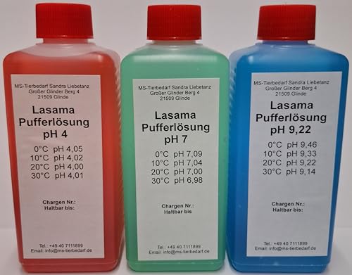 Lasama Pufferlösung/Eichlösung Set je 100 ml pH4, pH7 + pH9,22 von Lasama