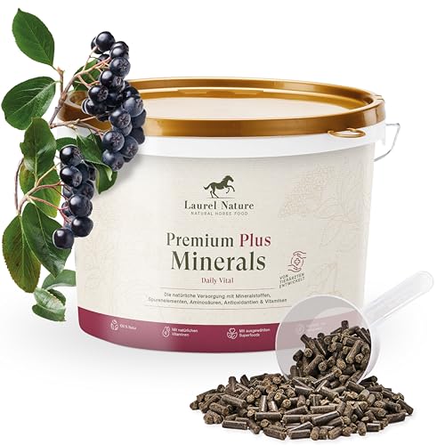 Laurel Nature Premium Plus Minerals 1,5kg [100% Natur] mineralfutter Pferde, Vitamin c Zink selen, mineralfutter für Junge Pferde/Freizeit/Pferd Senior Snacks Pferde Zubehör von Laurel Nature