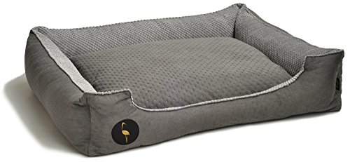 Lauren Design Hundebett Grau | Hundekörbchen waschbar & gesteppt| Wendekissen| Hundesofa CEZAR 100 x 80cm von Lauren Design