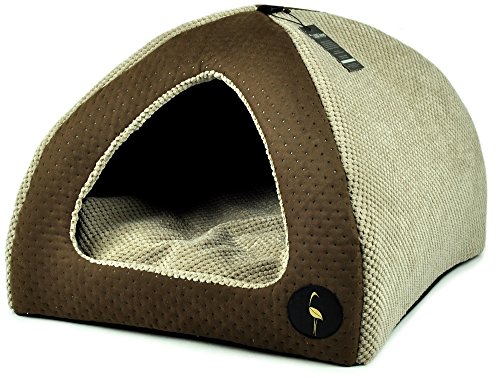 Lauren Design Hundehöhle braun gesteppt/beige | Katzenhöhle 40x40 cm | Hundebett | Kuschelhöhle kleine Hunde Bella von Lauren Design