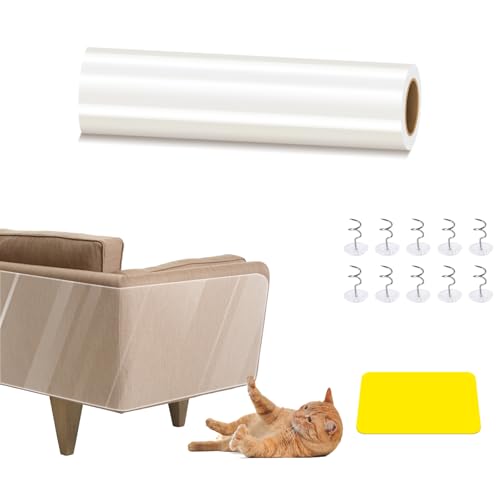 Kratzschutz,Sofa Katze Tape 5m x 30cm,Kratzfolie Katzen Selbstklebend, Katzen Kratzschutz Sofa Transparent,Kratzschutz Folie Sofa Katze,Kratzfolie Anti Kratz Tape für Möbel Couch Sofa Wand Tür Schutz von Laurraine