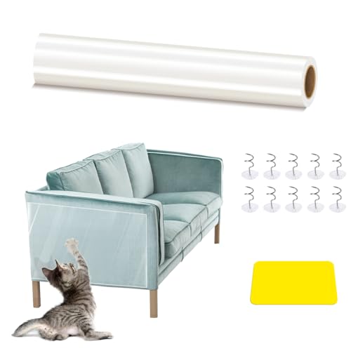 Kratzschutz,Sofa Katze Tape 5m x 45cm,Kratzfolie Katzen Selbstklebend, Katzen Kratzschutz Sofa Transparent,Kratzschutz Folie Sofa Katze,Kratzfolie Anti Kratz Tape für Möbel Couch Sofa Wand Tür Schutz von Laurraine