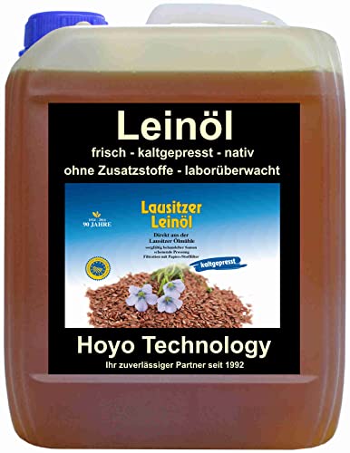 5 Liter Leinsamenöl Leinöl für gesunde Energie kaltgepresstes Leinöl frisch nativ von Hoyo Technology GmbH