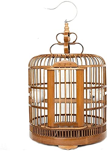 Vogelkäfig Reise Papageienkäfig, Geschenk für Vogelliebhaber Flugkäfig Bambus Vogelkäfig Kanarienvogelkäfig Heimtierbedarf Durchmesser 36cm von Lavendre