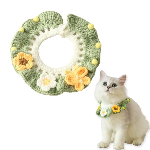 Lavifinac Katzenhalsband, Breakaway Kitten Strickhalsband mit Blumen- und Schmetterlingsmuster für Katzen, Kätzchen, kleine Hunde, Weihnachtsfeiern (S) von Lavifinac