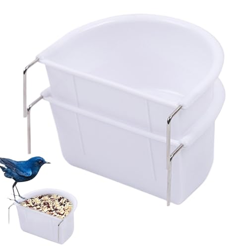 Bird Slot Feeder, 2pcs Hängende Vogelfutterschale mit Haken, Plastik -Vogelwasserfutter, Vogelschalen für Käfig/ 4.3x3.9x2.1 von Lawnrden