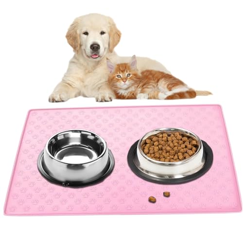 Haustier -Placemat, Hundefuttermatte, Hundematte für Nahrung und Wasser, Matte zur Verhinderung von Nahrung und Wasserüberlauf für kleine mittelgroße und große Haustier/18,9 x 11,8 x 0,4 Zoll von Lawnrden