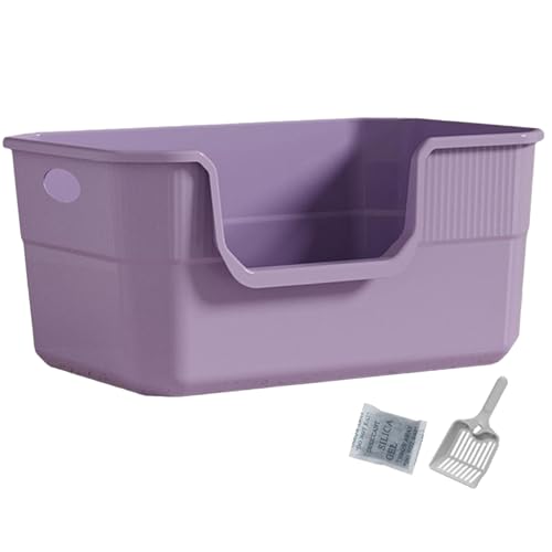 Hohe Seitenkatze Katzentoilette, große offene Katzenratschachtel, Kunststoff U -Form abgerundet vorderen Hochseitige Haustierversorgungen BDUCN Portable SIFTING TRAUS/50 * 35 * 24 cm (lila) von Lawnrden