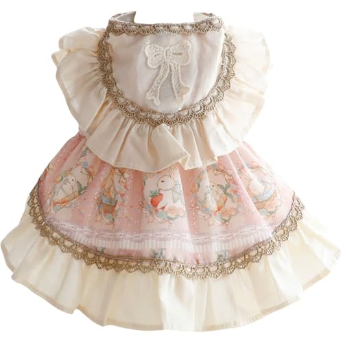 Hundeprinzessin Kleider für kleine Hunde, Hundekleider süße Baumwolle Lolita Spitze Bogen Prinzessin Kleid Süßes Mantel Outfits Frühlings Sommerkostüme für kleine Hunde Katze von Lawnrden