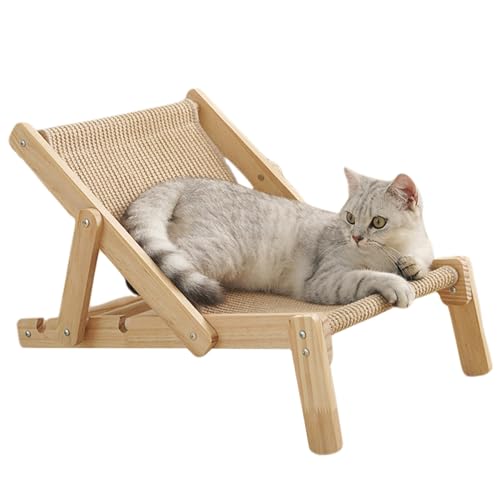 Lawnrden Katzen -Sisal -Stuhl, einstellbares Holz erhöhtes Katzenbett, Austauschememt -Sisal -Katzenkratzer, tragbare Katzenliege für Innenräume - 20x14.6x13.3 von Lawnrden