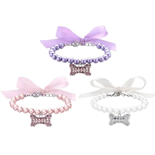 Kleine Hundehalsbänder, 3pcs Welpenkragen, Einstellbarer Kätzchenkragen mit Strassknochen & Perle & Bogen, Bling Pet Halskette, niedliche Welpe -Wesentliche für Haustierliebhaber Kleine Hundehalsbänder, 3pcs Welpenkragen, Einstellbarer Kätzchenkragen mit Strassknochen & Perle & Bogen, Bling Pet Halskette, niedliche Welpe -Wesentliche für Haustierliebhaber von Lawnrden