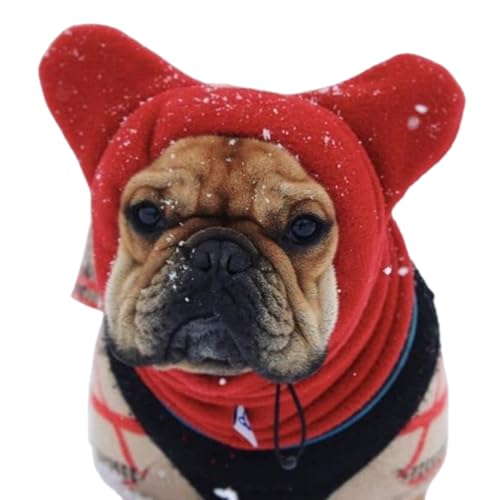 Lawnrden Hundehaube warm Hunde Winterhut weiche Polar Fleece Hundebeanie Verstellbare Hundehüte mit Schal & Ohren Süßes rotes Haustier versorgt Geschenke für kleine, mittlere und große Hundehuthut von Lawnrden