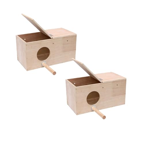 Lawnrden SALAKEET Nesting Box, 2PCS BRANZGIE ZUSCHAFTE, natürlicher Holzvogel -Brutschachtel, Linke Öffnung Cockatiel Nistbox ohne Polstermaterial für mittelgroße und kleine Vögel von Lawnrden