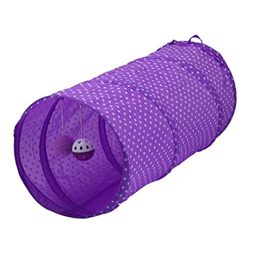 Pet Tunnel Tube Spielzeug Zusammenklappbarer Katzenhundrohrspiel Spielzeug Interaktives Training Spielzeug Welpe Kitty Tunnel Purple 1PC, Haustiertunnel von Lawnrden