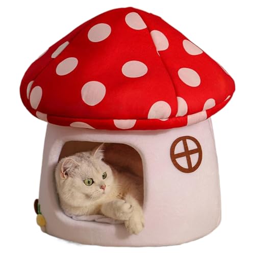 Pilzkatzenbett, Katzenbetten für Innenkatzen Pilzkuh Form Höhlenbett Zelt mit abnehmbarem und waschbarem Kissen Kissen Haus für Katzen kleine Hunde Pilzkatzenbett, Katzenbetten für Innenkatzen Pilzkuh Form Höhlenbett Zelt mit abnehmbarem und waschbarem Kissen Kissen Haus für Katzen kleine Hunde von Lawnrden
