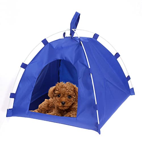 Lawnrden Tragbare Haustierversorgungen Klappende Haustierzelt Outdoor Hundesonne Schutzhaus Mini Kitty Cat Hundezelt Blau, Klappstierzelt von Lawnrden