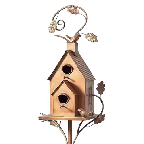 Vogelhäuser für außen, Eisenhängevogelhaus mit Zweigen, Terrassengarten Vogelhaus für kleine Vögel sitzen und füttern/6,7 x 3,2 Zoll - Stil 1 von Lawnrden