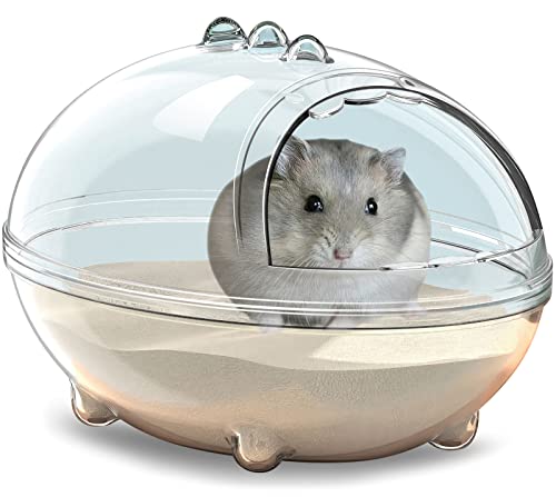 Hamster Bad, Hamster Badewanne Box, Hamster staubdichte Badewanne, Hamster Sand Badebehälter, Hamster Badewanne, transparentes Bett, Käfig Badewanne WC Zubehör (S 13.6 * 9.6 * 9 cm) von LazySusan