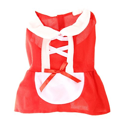 Lckiioy Weihnachten Hunde Bekleidung Weihnachtsmann Huendchen Kostueme Kleidung Haustier Kleid mit niedlich Hund Glocke (L, Rot Bowknot) von Lckiioy