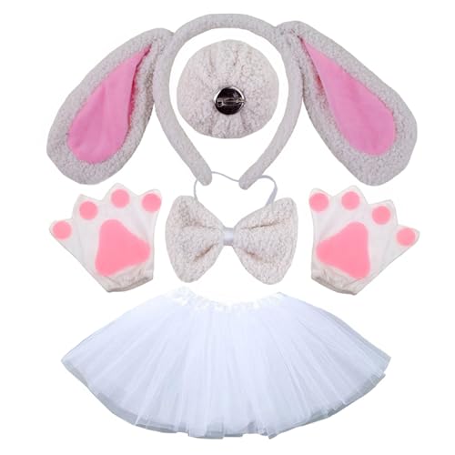 Ldabrye Hundekostüme Set Hundeohr Stirnbänder Schwanzschleifen Tutus Nasenhandschuh Cosplay Kostüm Halloween Weihnachtsfeier von Ldabrye