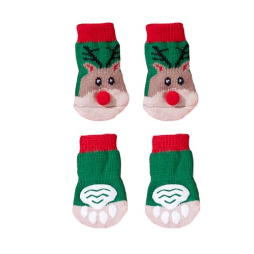 Ldabrye 2 Paar Hundeschuhe Schützende Fußabdeckungen Mit Weihnachtsmotiv Für Den Innenbereich Von Haustieren Outdoor Hundefußabdeckungen Schutzsocken von Ldabrye