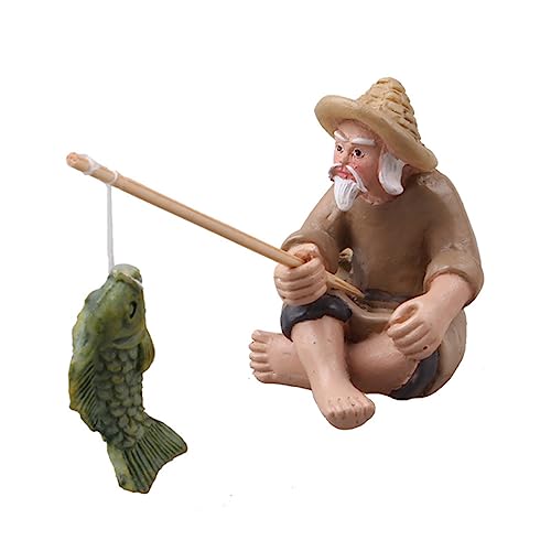 Ldabrye Aquarium-Dekoration, Fischer-Modellfigur, Aquarien, Landschaftsversteck für Wasserfische, Garnelen, Vintage-Dekorationen von Ldabrye