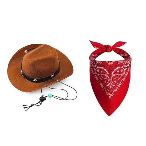 Ldabrye Western-Haustiermütze, Halstuch, Halsband und Hunde-Kostüm, Hut, verstellbar, Halloween-Requisiten Ldabrye Western-Haustiermütze, Halstuch, Halsband und Hunde-Kostüm, Hut, verstellbar, Halloween-Requisiten von Ldabrye